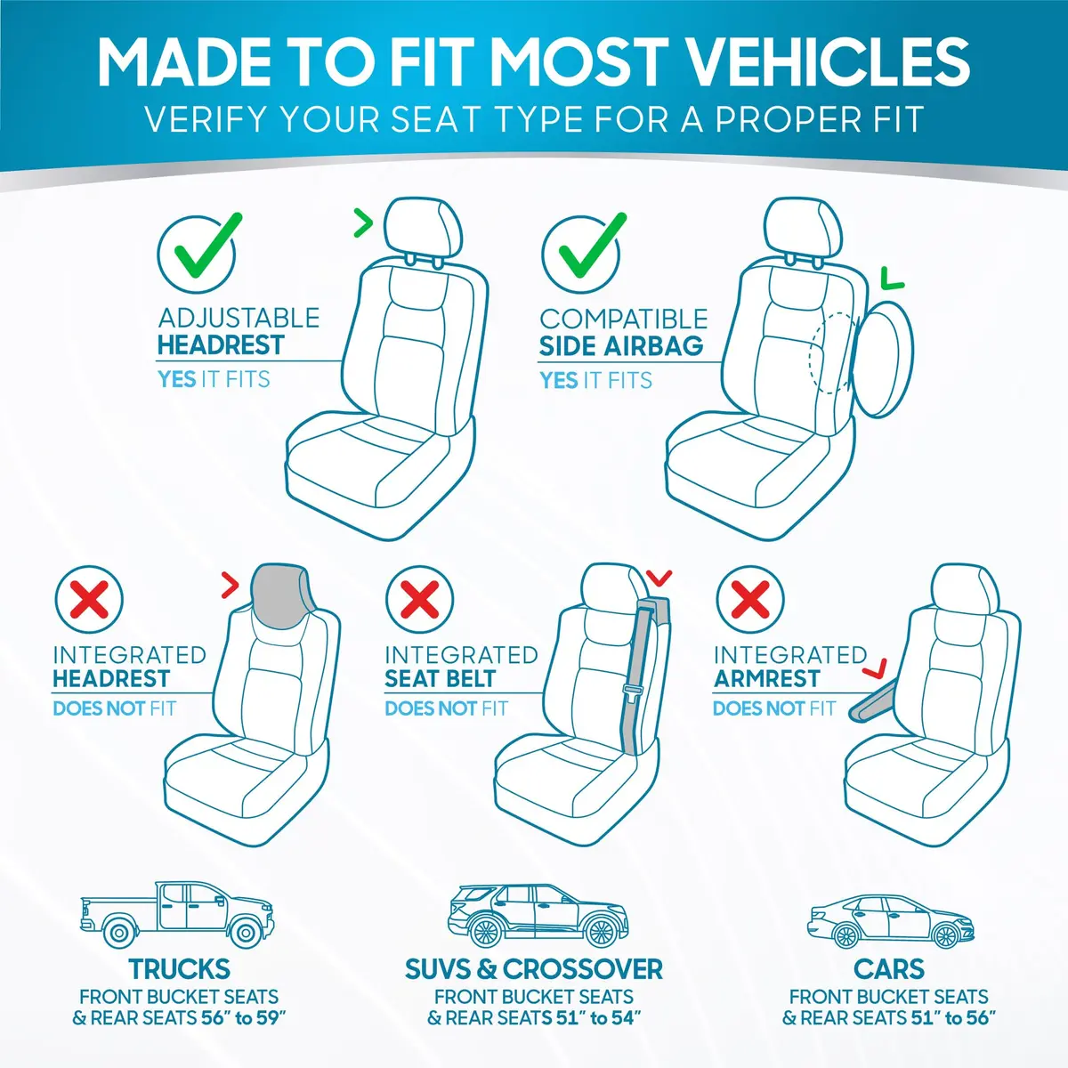 BDK PolyPro Car Seat Covers Full Set in Blue on Black | Universal Fit, Easy Install & All-Season Comfort - view 2