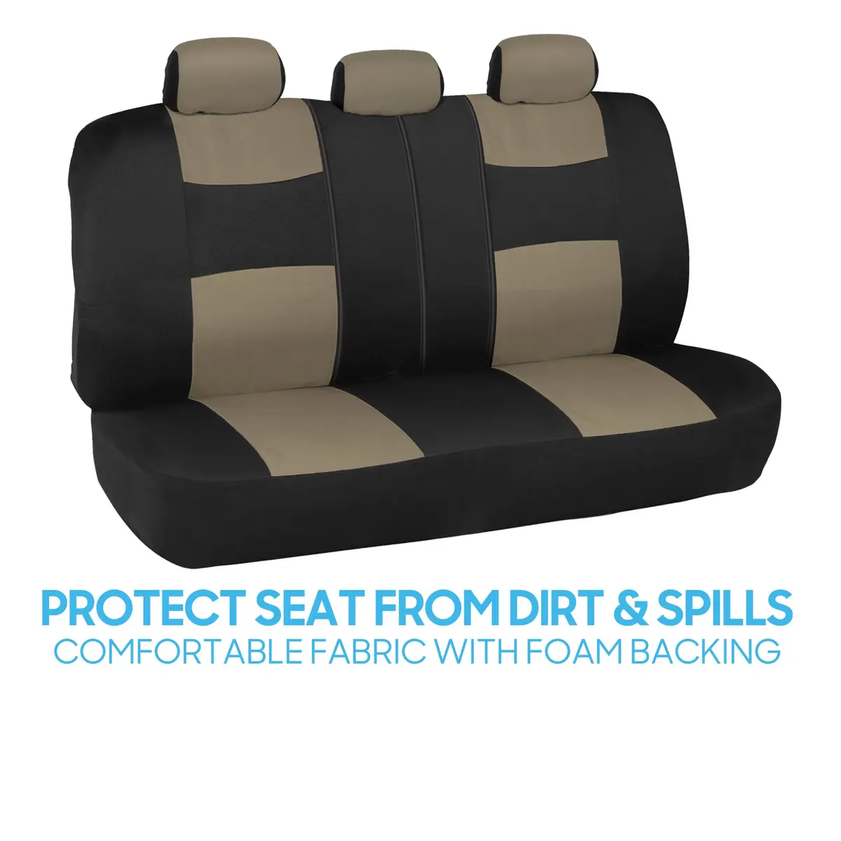 BDK PolyPro Seat Covers Full Set in Beige on Black | Universal Fit, Easy Install, Durable & Stylish (70-120c) - view 7