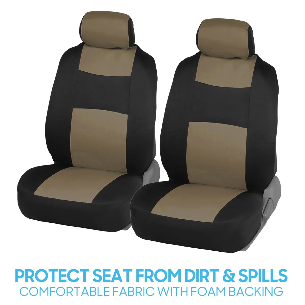 BDK PolyPro Seat Covers Full Set in Beige on Black | Universal Fit, Easy Install, Durable & Stylish (70-120c) - view 3