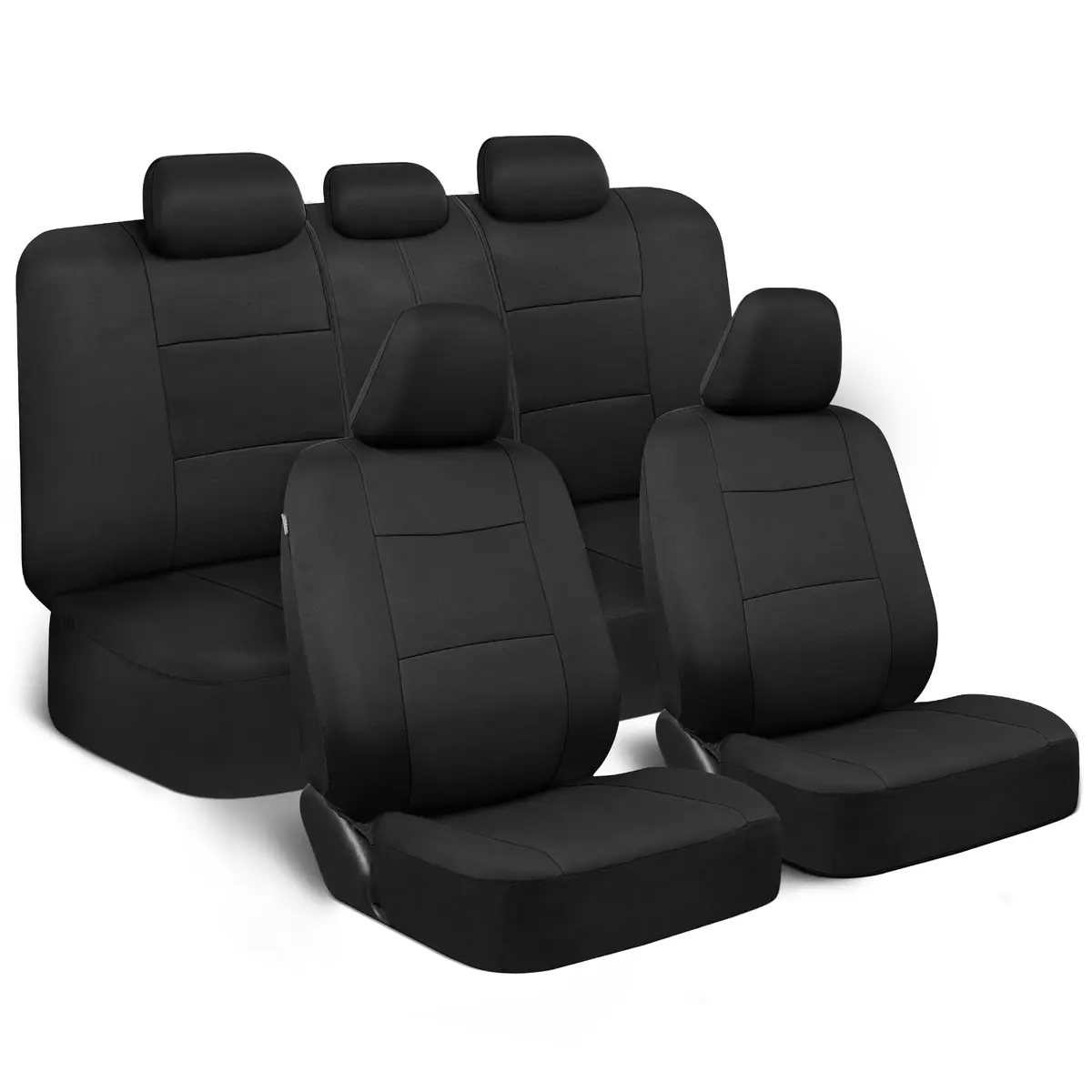 BDK PolyPro Car Seat Covers Full Set in Solid Black | Universal Fit, Easy Install & All-Season Comfort - main product image