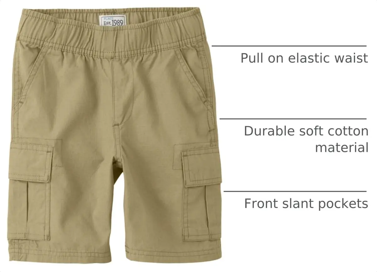 The Children's Place Boys Cargo Shorts Flax Single 4S | Slim Fit, Durable Cotton, Pull-On Style - view 4