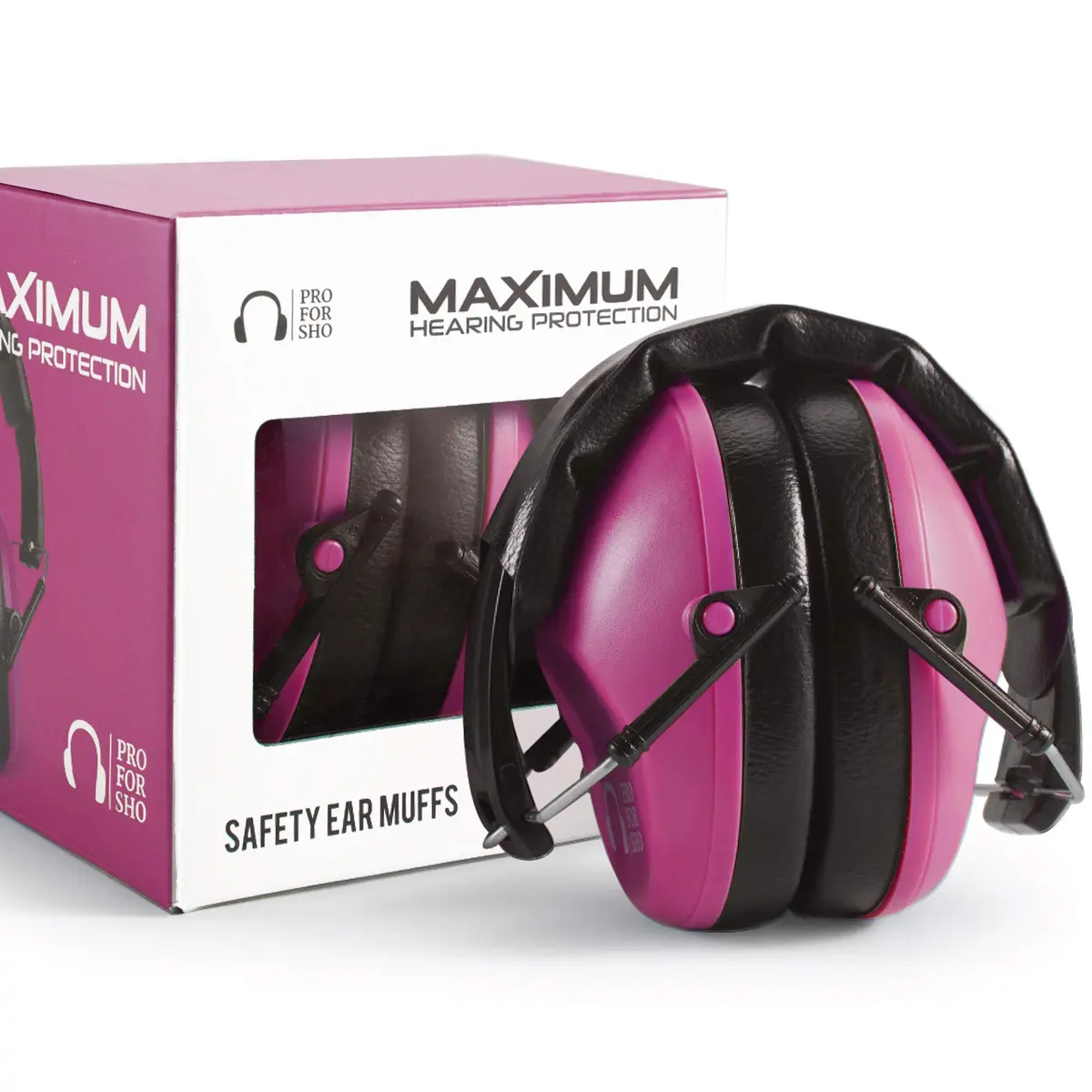 Pro For Sho 34dB NRR Ear Protection Earmuffs, Pink 204 g (0.45 lb) | Foldable Noise Reduction for Shooting, Yard Work, Sensory Needs - main product image
