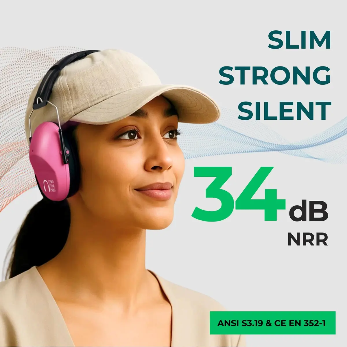 Pro For Sho 34dB NRR Ear Protection Earmuffs, Pink 204 g (0.45 lb) | Foldable Noise Reduction for Shooting, Yard Work, Sensory Needs - view 2