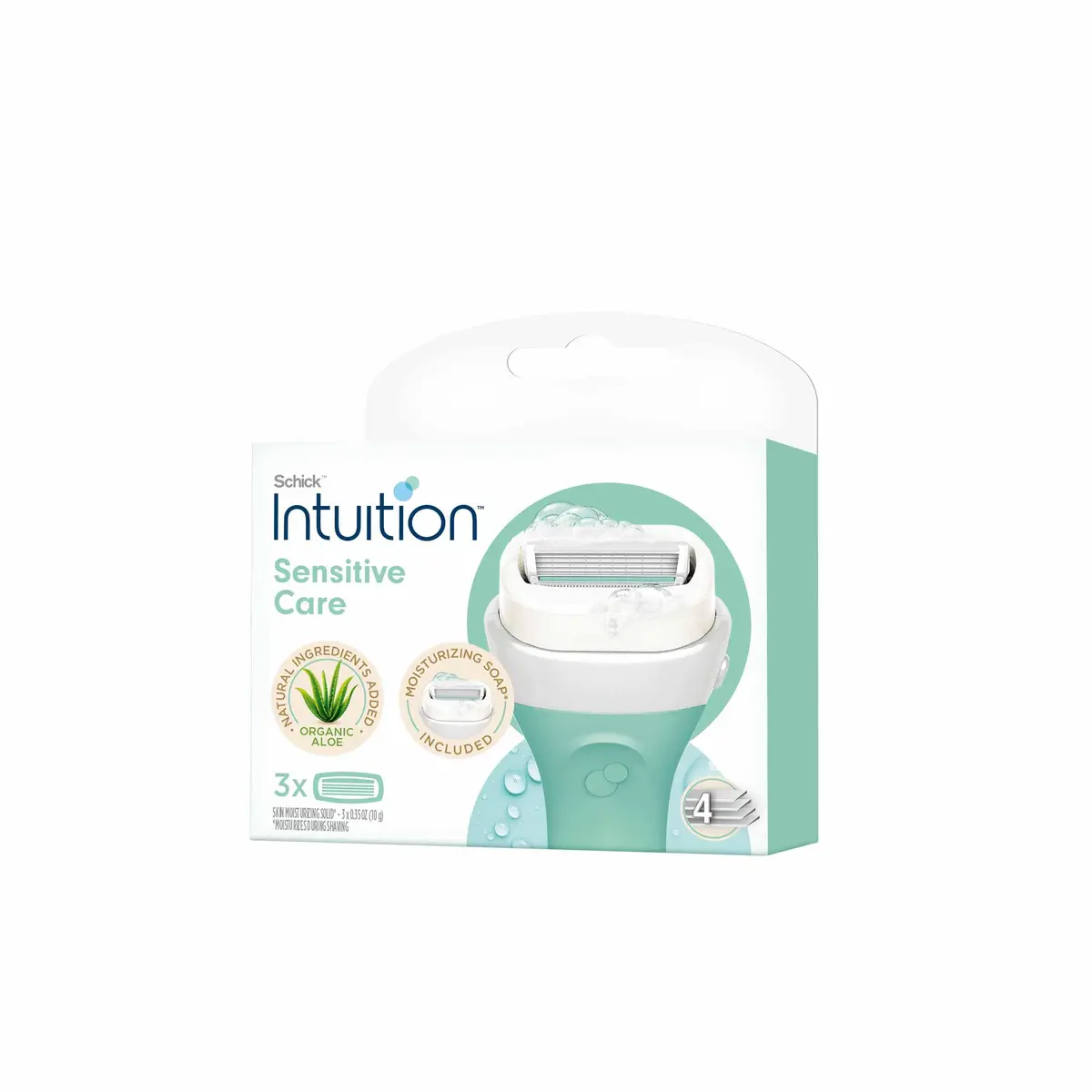Schick Intuition Sensitive Care Razor Blade Refill Cartridges, 3 Count (Pack of 1) | 4 Blades, Aloe & Vitamin E, Fits Venus Handles - main product image
