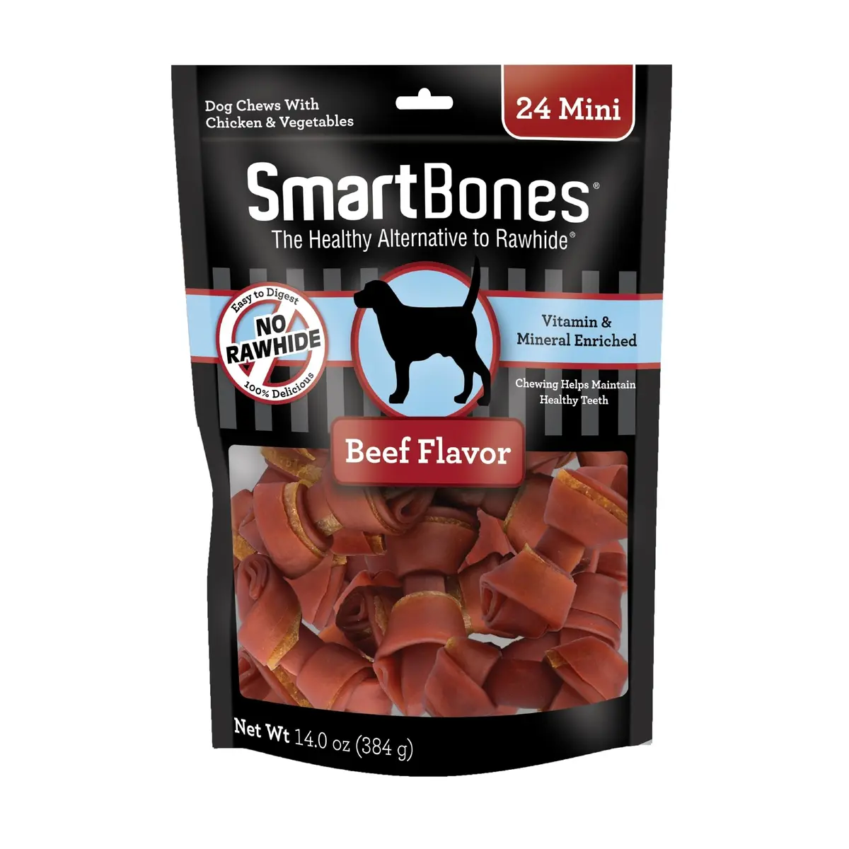 SmartBones Mini Bones Rawhide-Free Dog Treat, With Real Beef, 24 Count | Easy to Digest, Healthy Teeth, Made in Vietnam - main product image