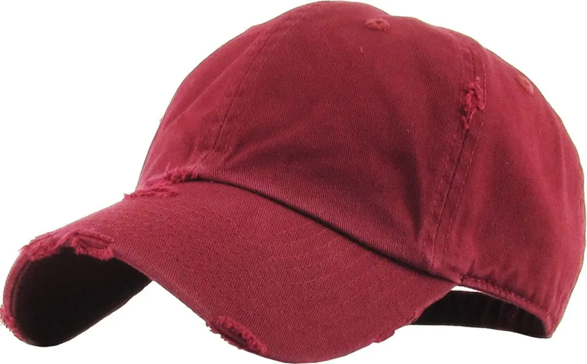 KBETHOS KBE-VINTAGE MAR Vintage Washed Cotton Baseball Cap, Maroon | Adjustable Low Profile Dad Hat - main product image