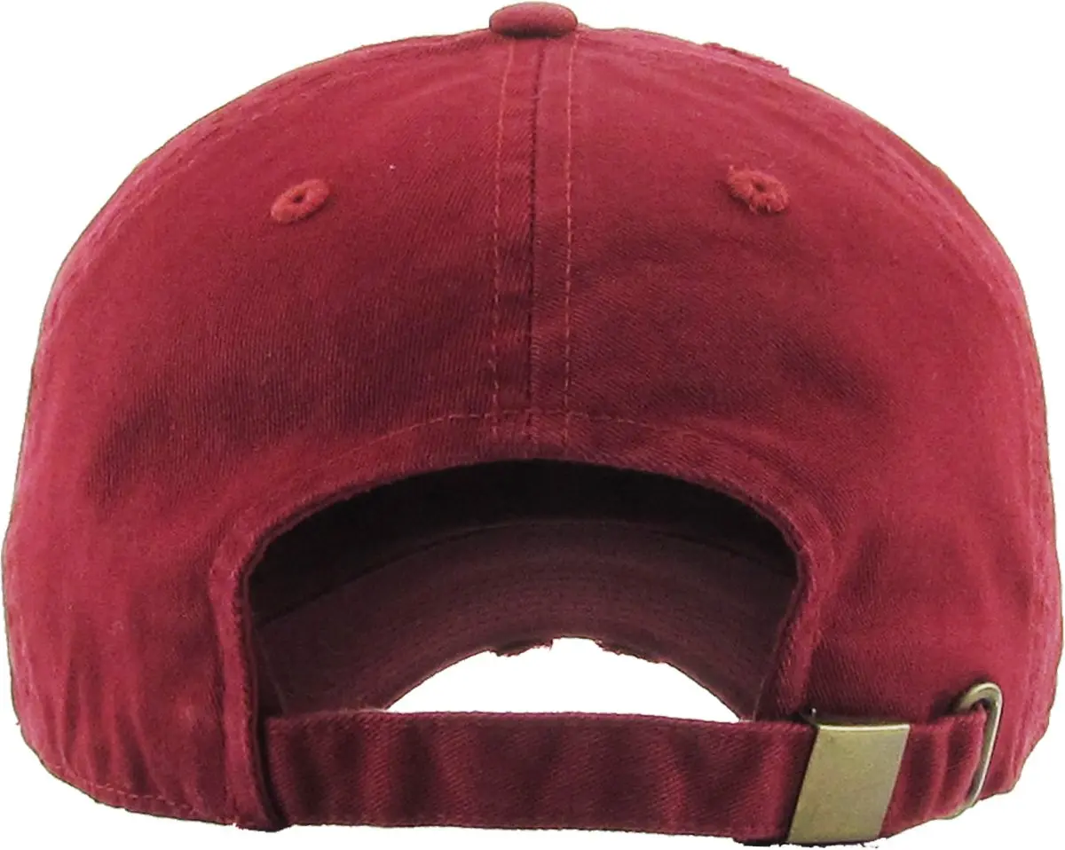 KBETHOS KBE-VINTAGE MAR Vintage Washed Cotton Baseball Cap, Maroon | Adjustable Low Profile Dad Hat - view 3