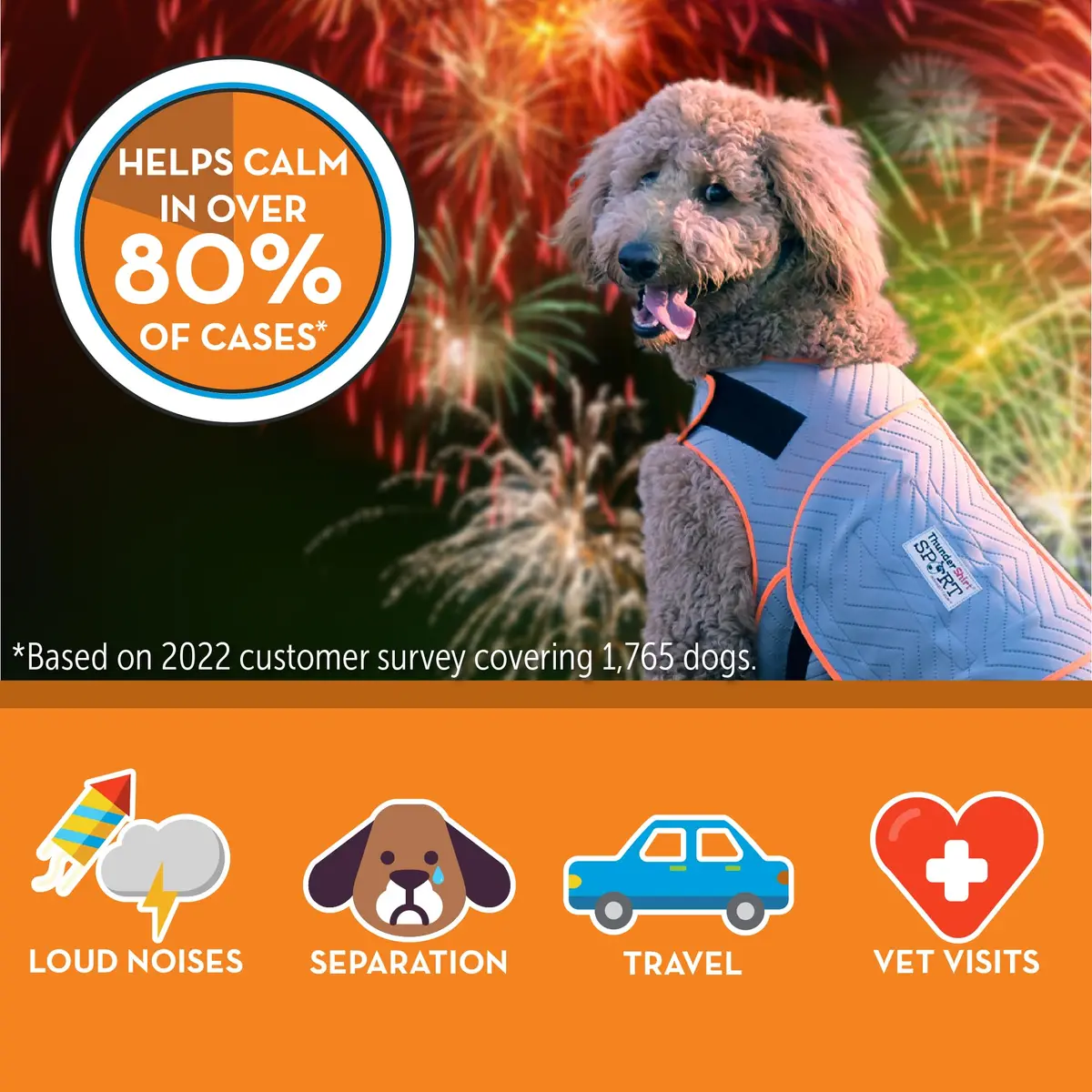 Thundershirt Dog Anxiety Vest XX-Small Platinum Sport | Calms Separation Anxiety & Fear - view 4