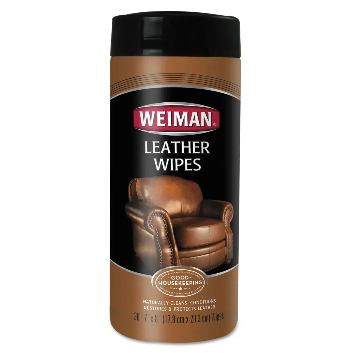 Weiman Leather Wipes 30 Count (Pack of 4) | UVX-15 Sunscreen Protection for Leather - main product image