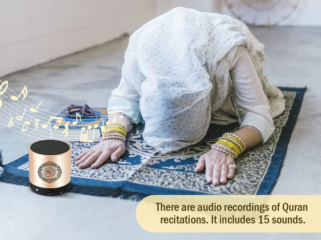 Hitopin Portable Digital Quran Speaker with Remote Control 8GB Gold | 18 Reciters, 15 Translations, FM Radio - view 6