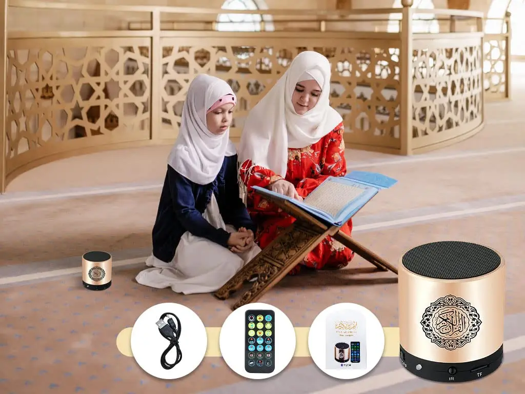 Hitopin Portable Digital Quran Speaker with Remote Control 8GB Gold | 18 Reciters, 15 Translations, FM Radio - view 7