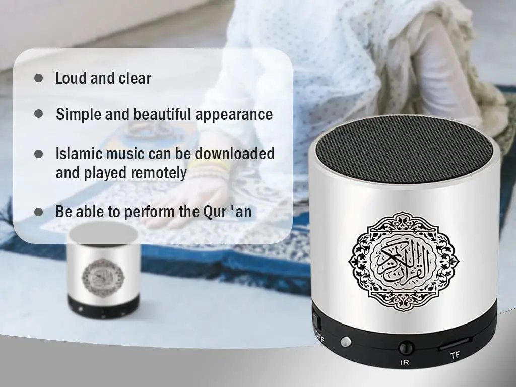 Hitopin Digital Quran Speaker FM Radio 8GB Silver | Portable Quran Player with Remote & 15 Translations - view 3