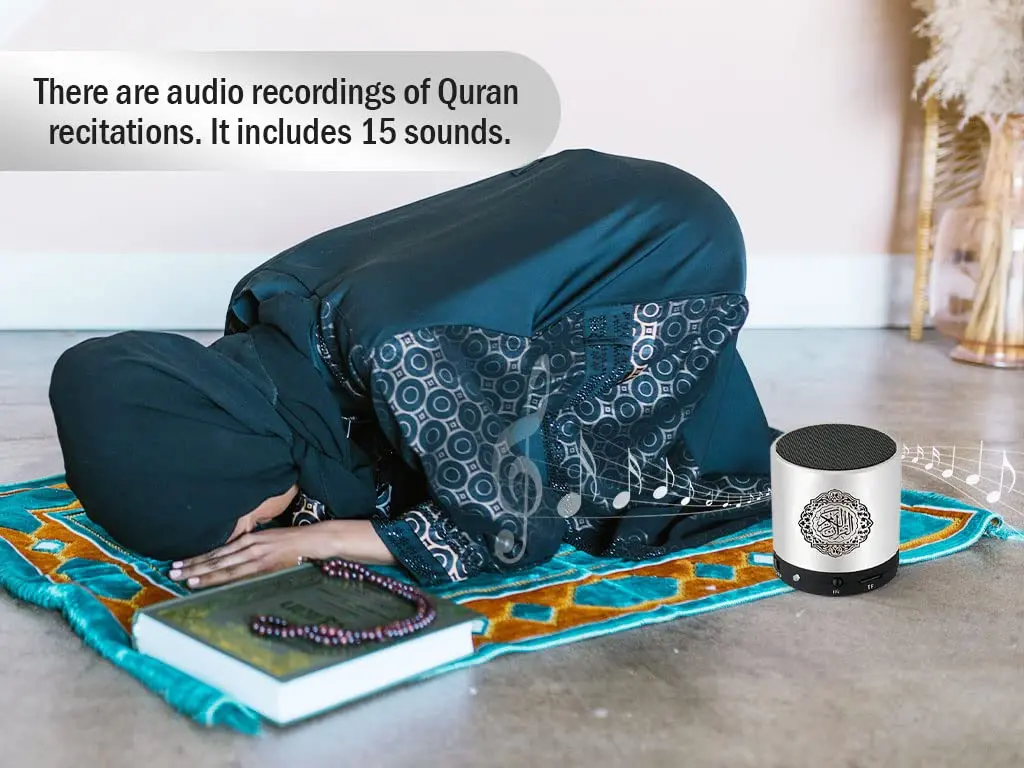 Hitopin Digital Quran Speaker FM Radio 8GB Silver | Portable Quran Player with Remote & 15 Translations - view 4