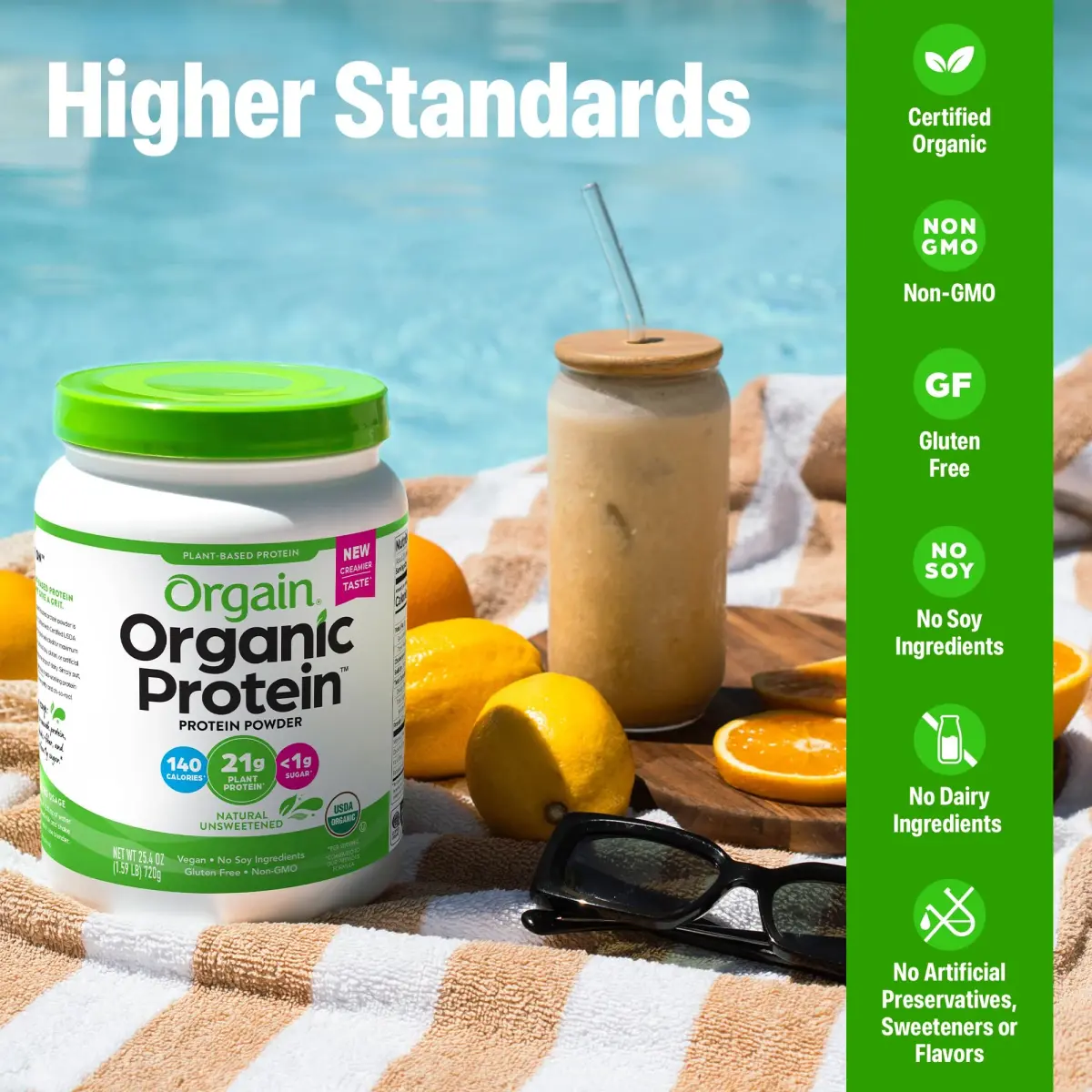 Orgain Organic Vegan Protein Powder Natural Unsweetened | 21g Plant Protein, 4g Prebiotic Fiber, 0g Sugar - view 4
