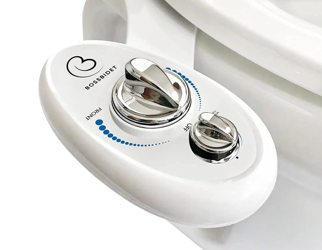 Boss Bidet Luxury White Blue Bidet Attachment for Toilet Seat | Dual Nozzles, Self-Cleaning, Non-Electric Water Sprayer - main product image