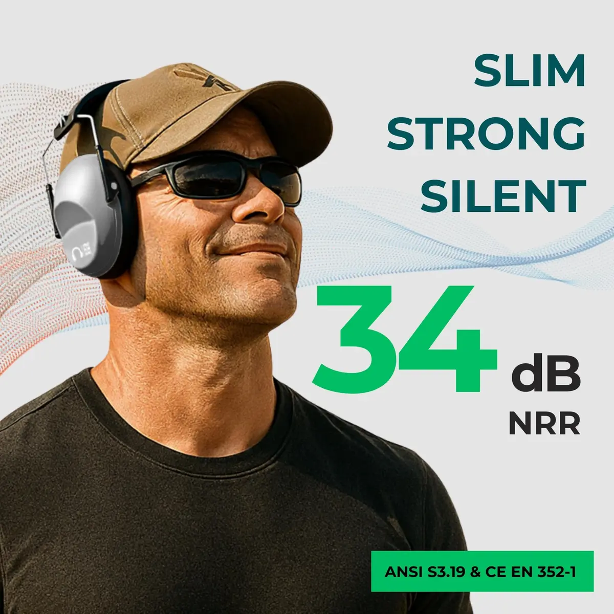 Pro For Sho 34dB NRR Noise Reduction Earmuffs | Industrial Grey Standard - view 2