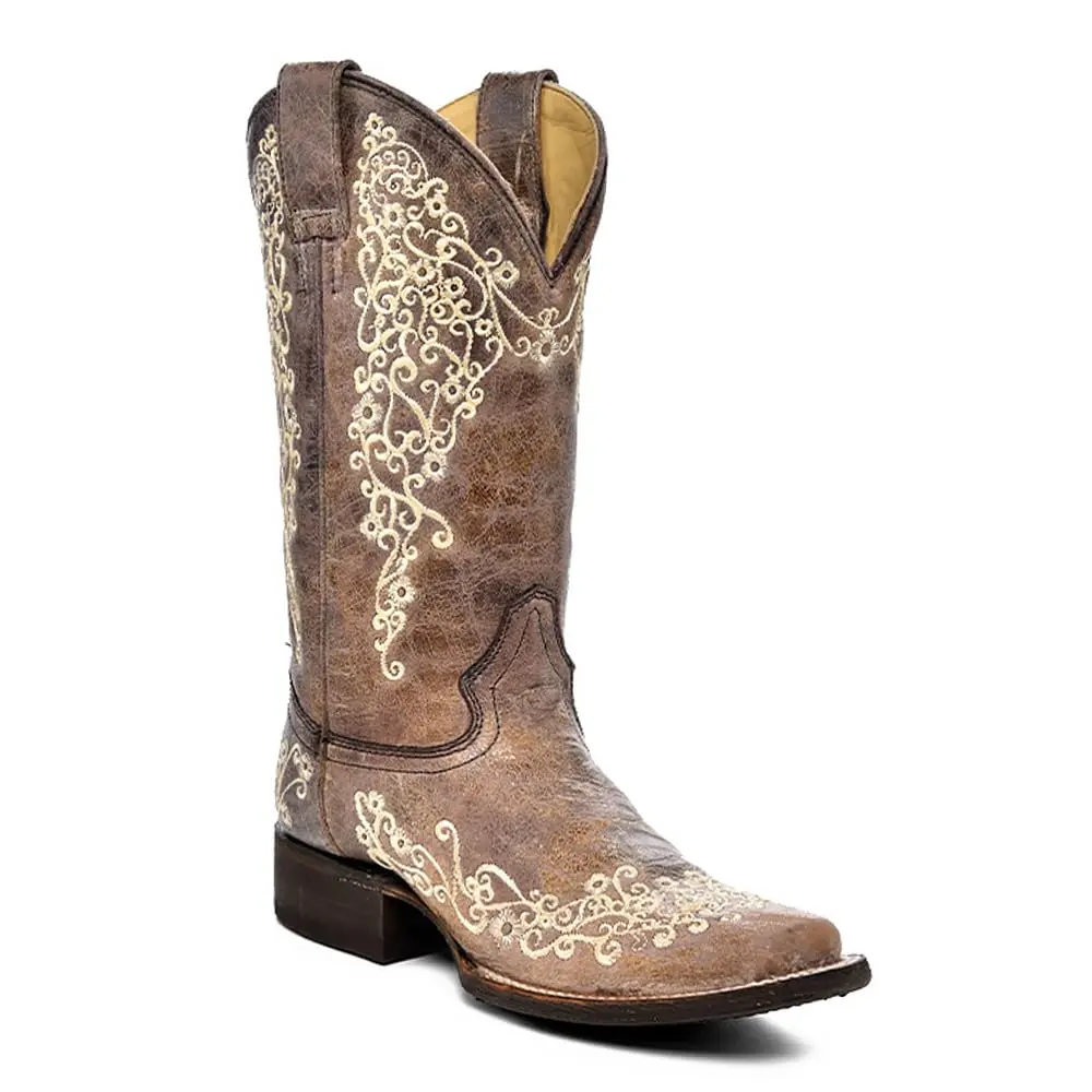 Corral Boots Women's Brown Square Toe Western Boots | Handcrafted Cowhide Leather, 8.5 US - main product image