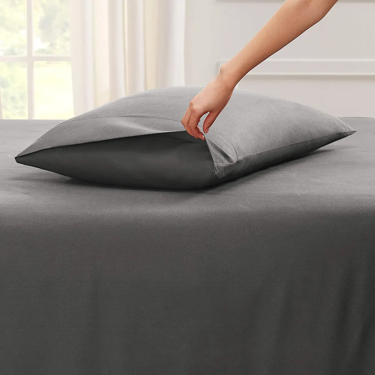 Empyrean California King Sheet Sets - 4 PC Microfiber Bed Sheets | Hotel Luxury Charcoal Gray - view 5