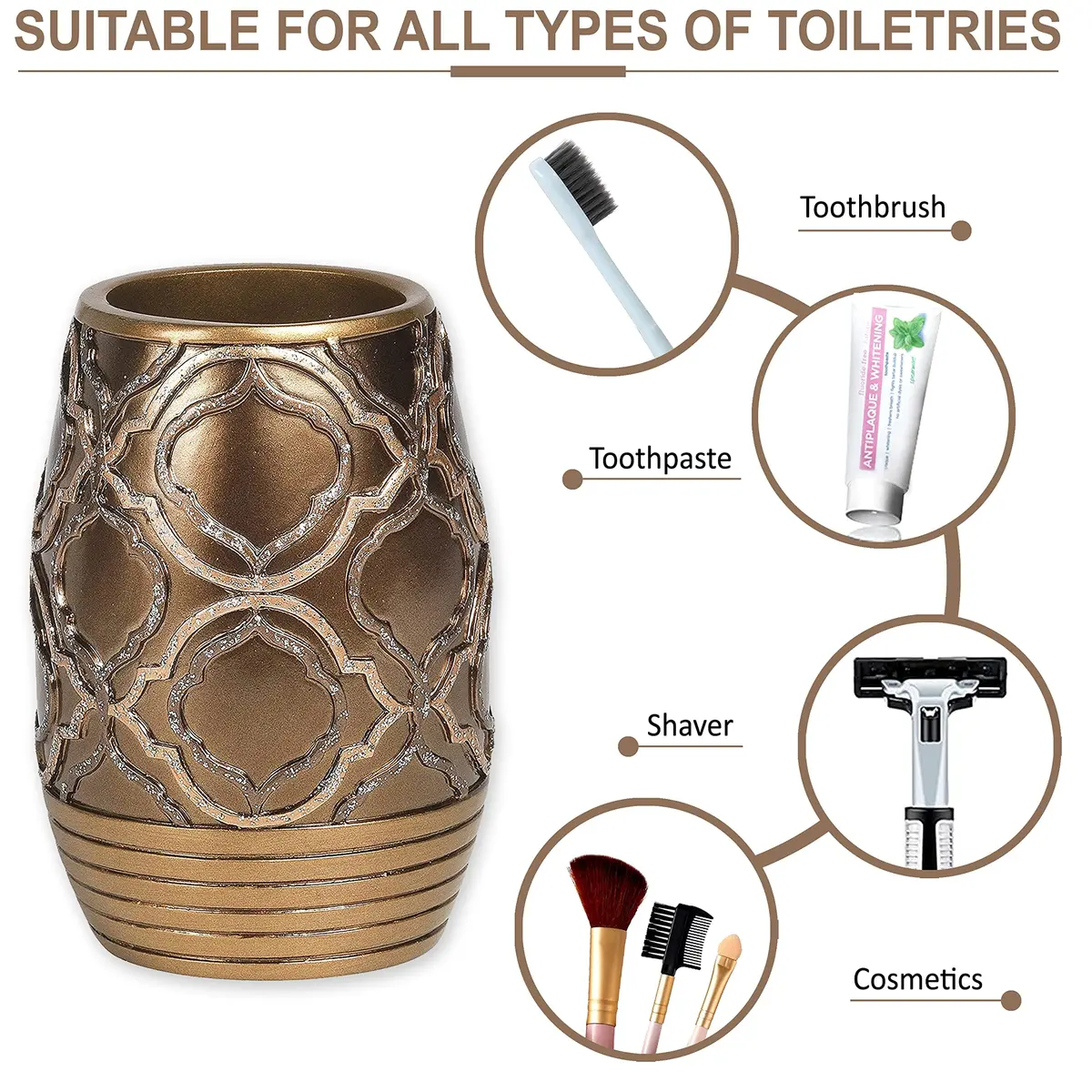 Popular Bath Spindle Collection Tumbler in Gold | Modern Bathroom Accessory (70-120 chars) - view 3