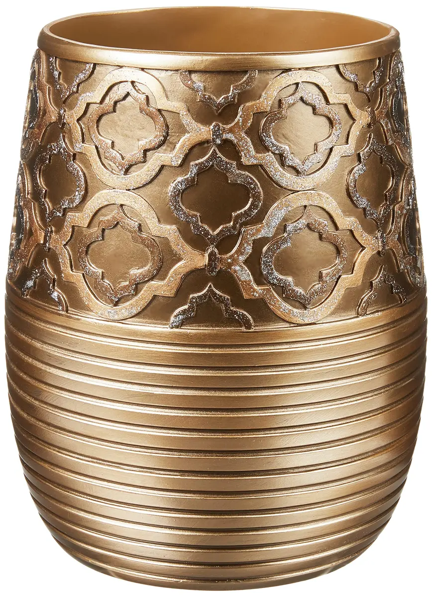 Popular Bath Waste Basket, Spindle Collection, Gold | Modern Bathroom Decor (70-120 chars) - main product image