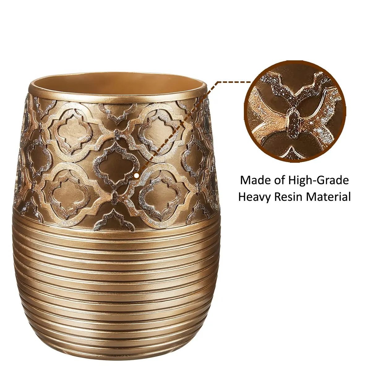 Popular Bath Waste Basket, Spindle Collection, Gold | Modern Bathroom Decor (70-120 chars) - view 2