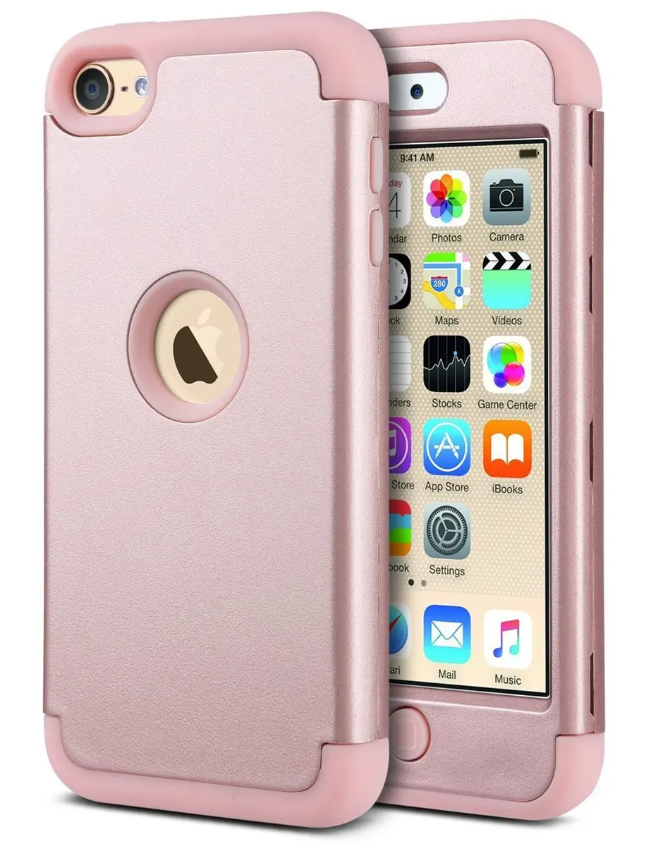 ULAK Compatible with iPod Touch 7/6/5 Case, Rose Gold | Heavy Duty Shockproof Hybrid Cover - main product image