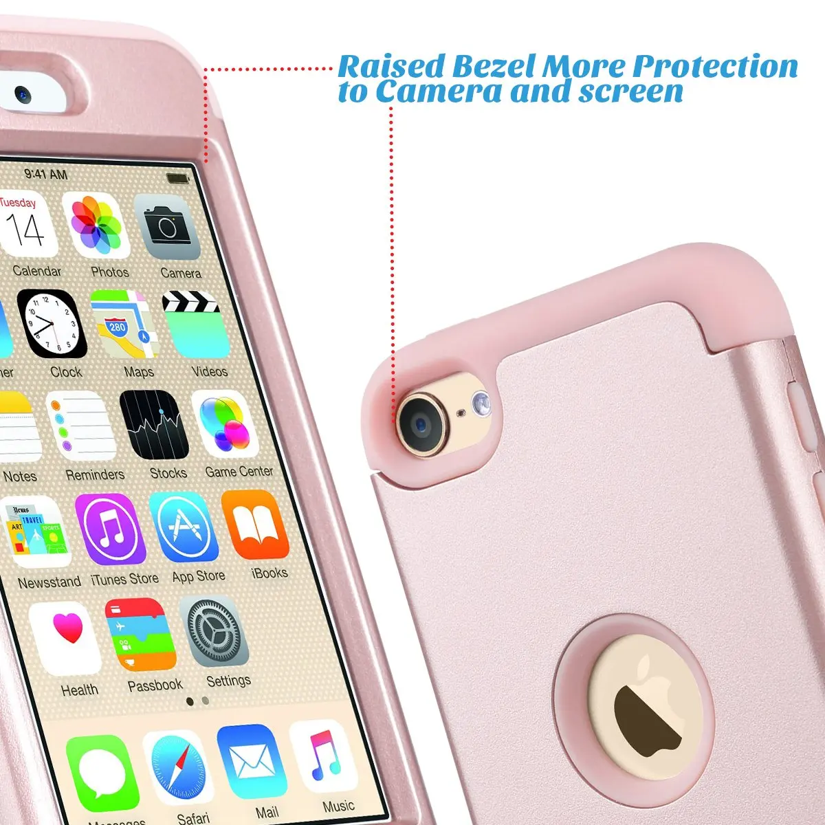 ULAK Compatible with iPod Touch 7/6/5 Case, Rose Gold | Heavy Duty Shockproof Hybrid Cover - view 6