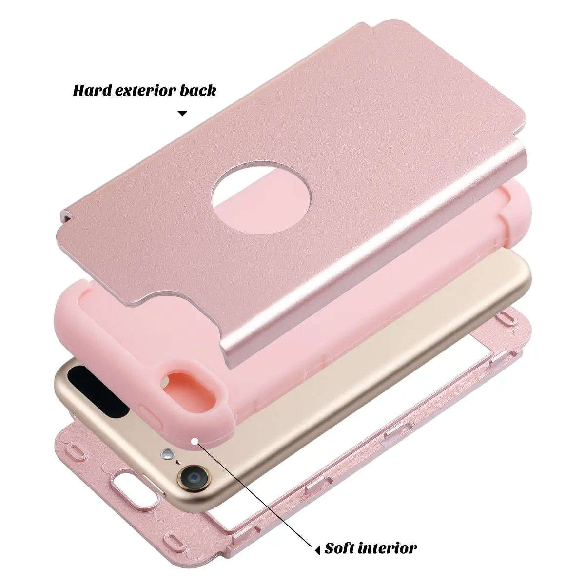 ULAK Compatible with iPod Touch 7/6/5 Case, Rose Gold | Heavy Duty Shockproof Hybrid Cover - view 8