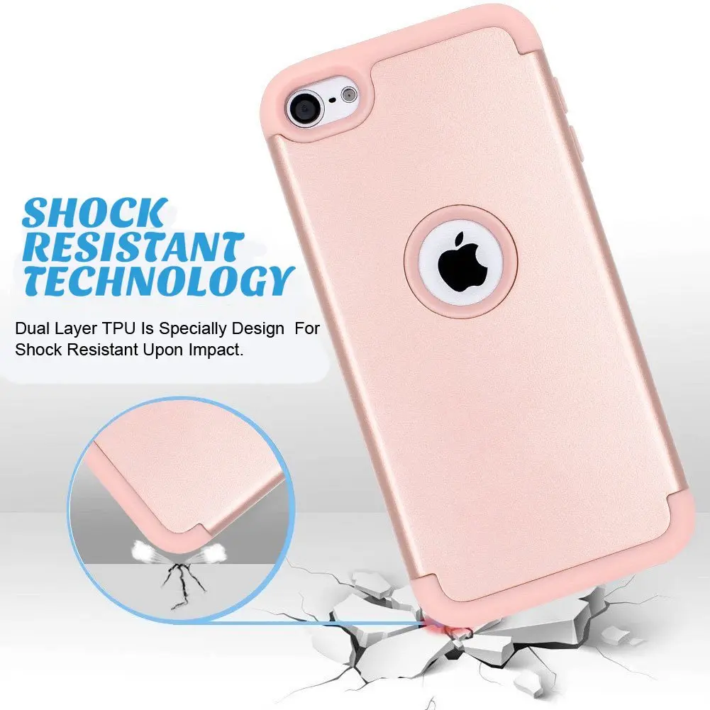 ULAK Compatible with iPod Touch 7/6/5 Case, Rose Gold | Heavy Duty Shockproof Hybrid Cover - view 2