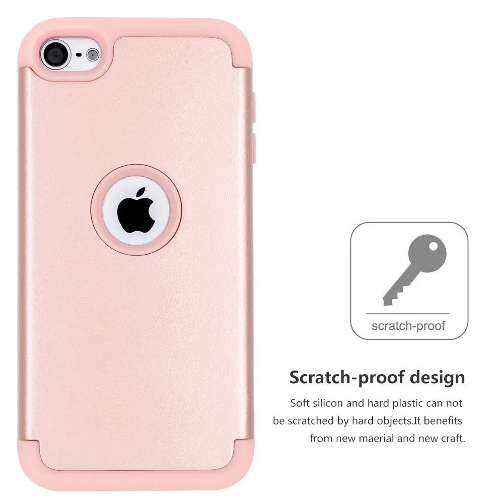 ULAK Compatible with iPod Touch 7/6/5 Case, Rose Gold | Heavy Duty Shockproof Hybrid Cover - view 3
