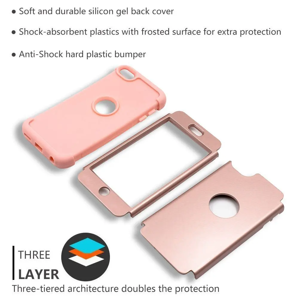 ULAK Compatible with iPod Touch 7/6/5 Case, Rose Gold | Heavy Duty Shockproof Hybrid Cover - view 4