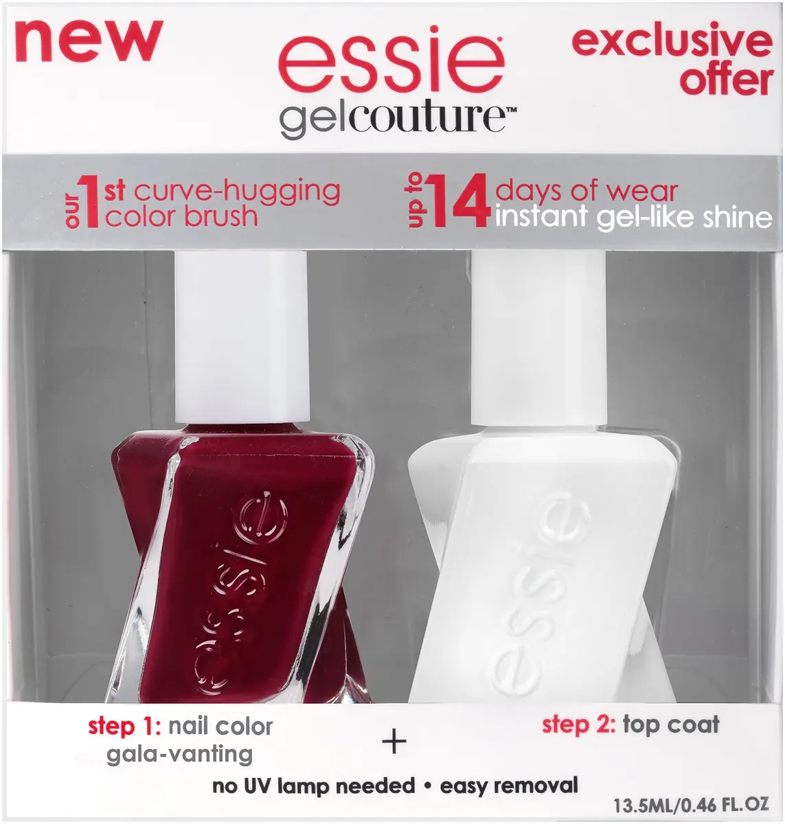 essie Gel Couture Longwear Nail Polish + Top Coat Kit, Gala-Vanting, 0.46 fl oz | Up to 14 Days Wear, No UV Needed - view 2