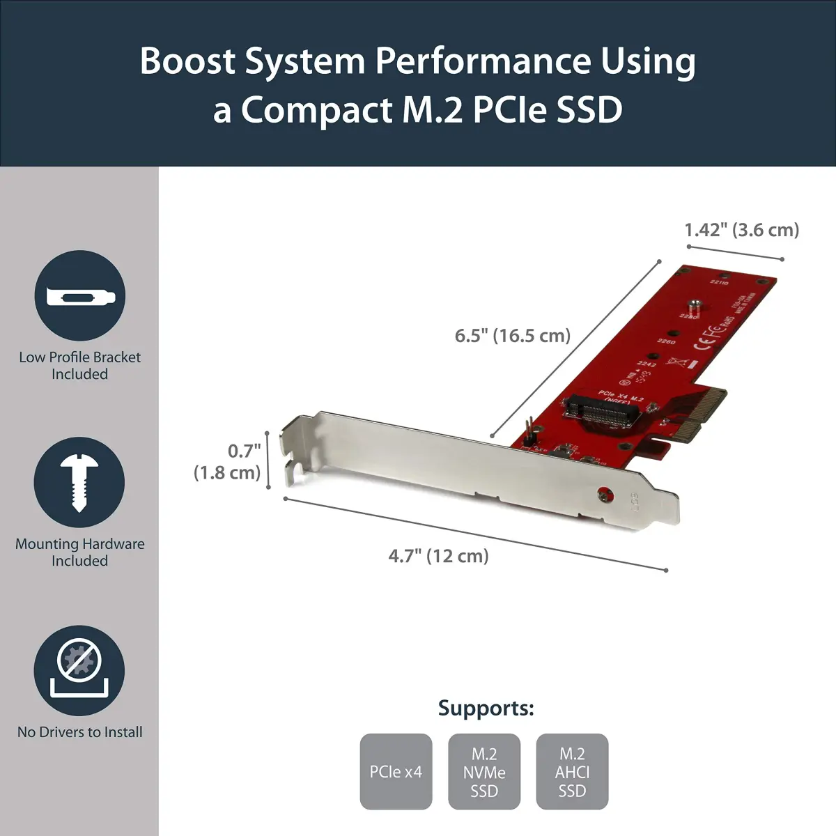StarTech.com M.2 NVMe SSD Adapter Card PEX4M2E1 | PCIe 3.0 x4 to M.2 M-Key/NGFF Adapter - view 3
