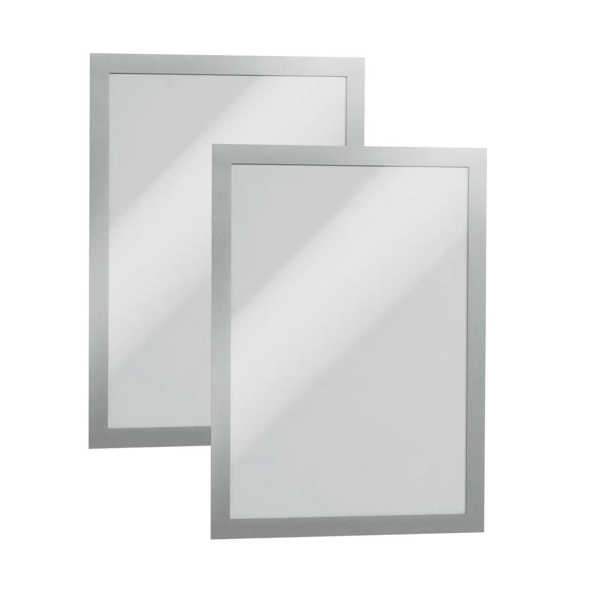Durable Duraframe Sign Holder, Self-Adhesive, Silver, Letter Size, 2 Pack - main product image