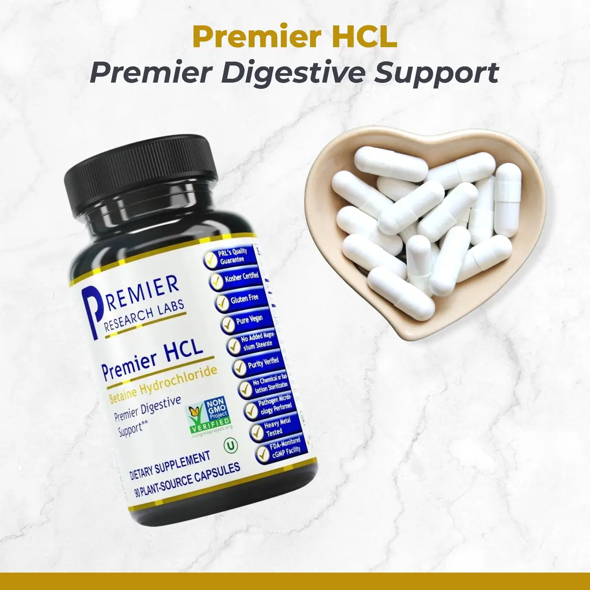 Premier Research Labs Premier HCL - 90 Vegetarian Capsules (2 Pack) | Supports Digestive Wellness & Nutrient Absorption - view 2