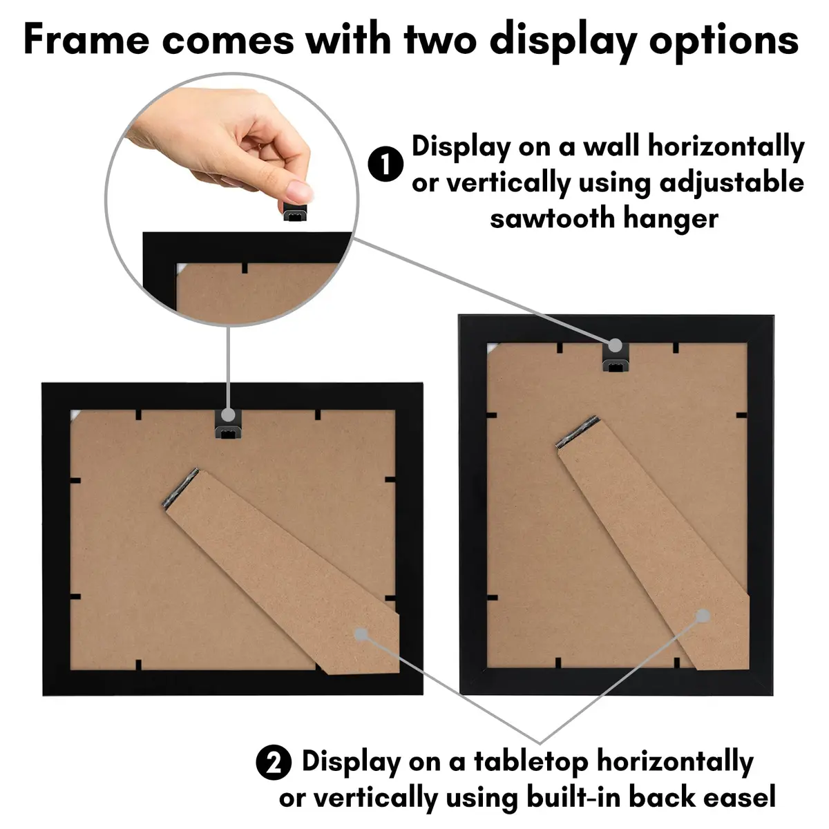 Americanflat 4x6 Double Picture Frame - Engineered Wood - Black | Versatile Wall & Tabletop Display - view 5