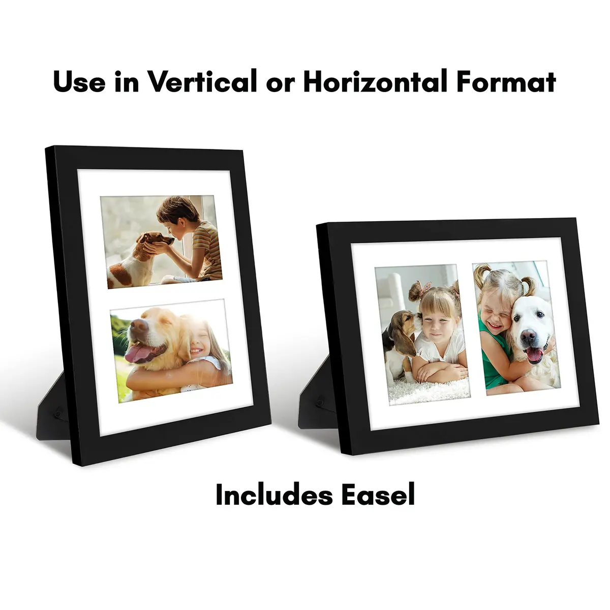 Americanflat 4x6 Double Picture Frame - Engineered Wood - Black | Versatile Wall & Tabletop Display - view 6