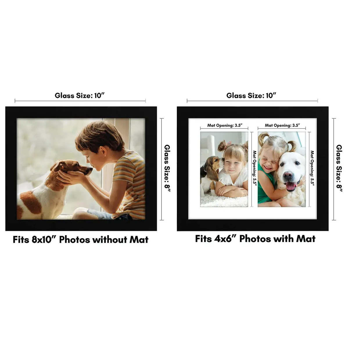 Americanflat 4x6 Double Picture Frame - Engineered Wood - Black | Versatile Wall & Tabletop Display - view 2