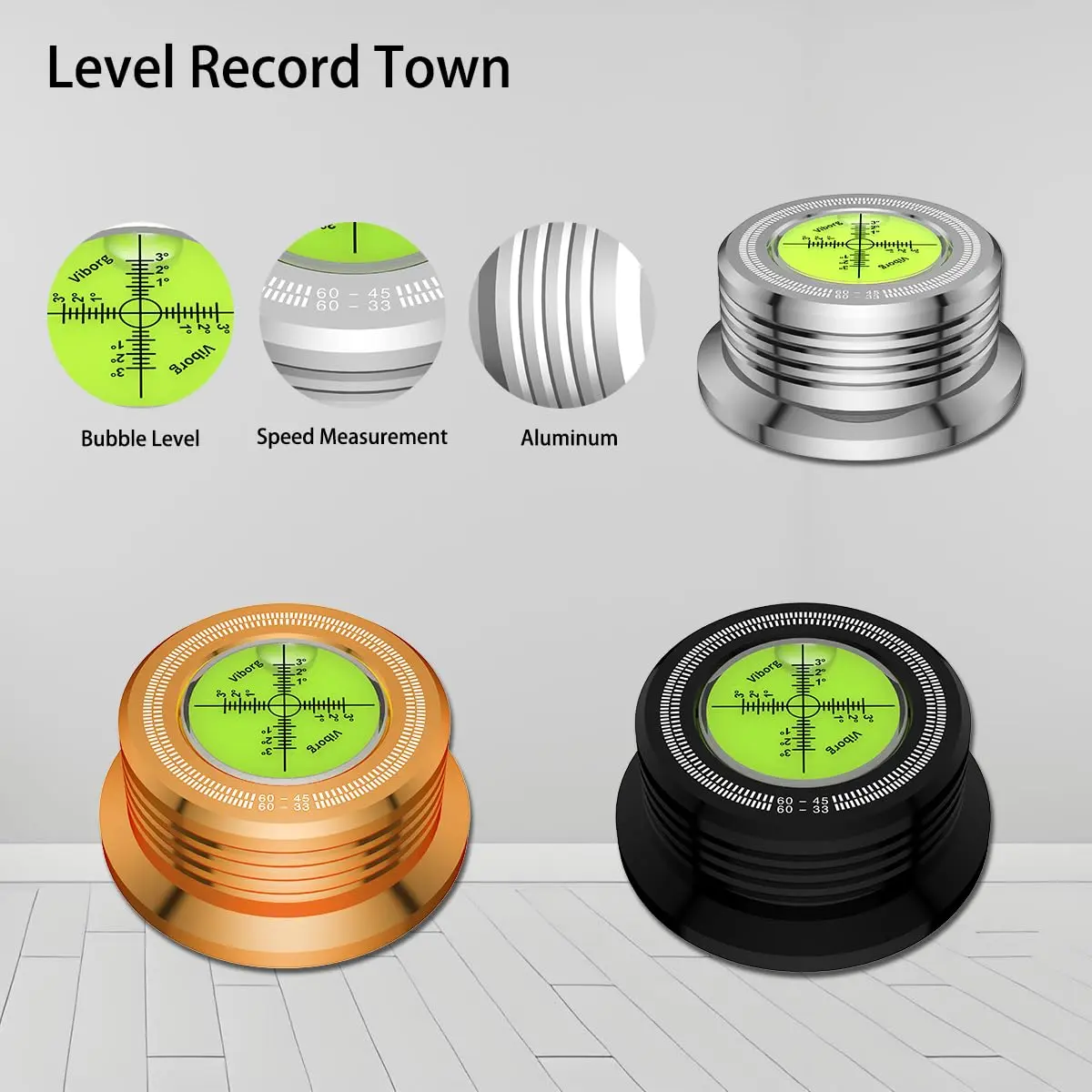 Viborg LP628G Turntable Stabilizer 280g (9.9 oz) Record Weight with Bubble Level | Improves Speed and Timing - view 3