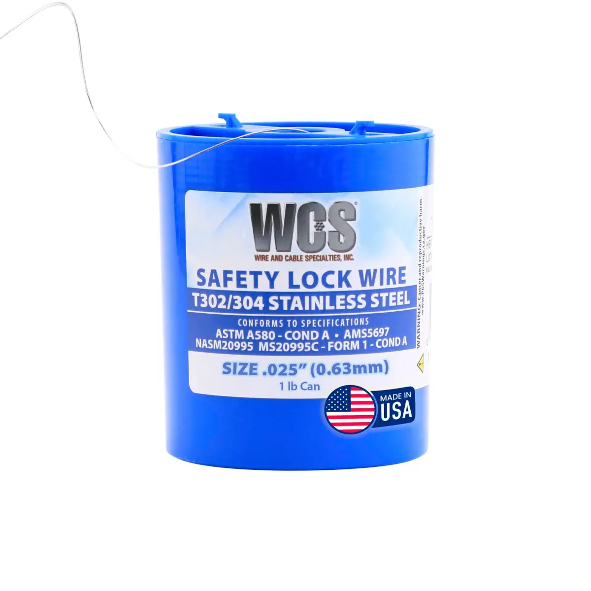 WCS .025 Stainless Steel Safety Lock Wire (0.635 mm / 0.025 in) | NASM20995C Compliant - main product image