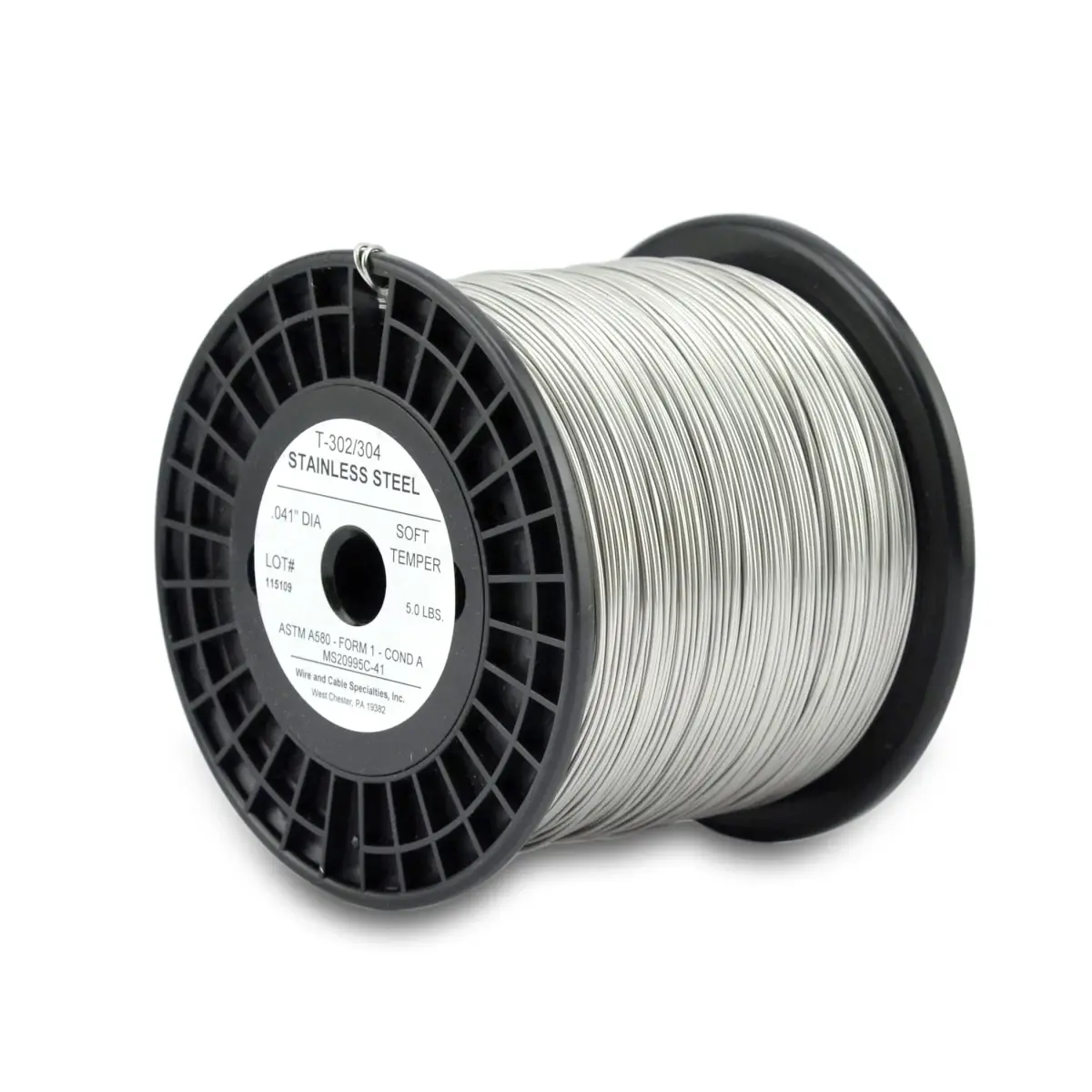 WCS .041 inch Stainless Steel Safety Lock Wire, 5 lb Dispenser Can | Corrosion-Resistant Mechanics Wire - main product image