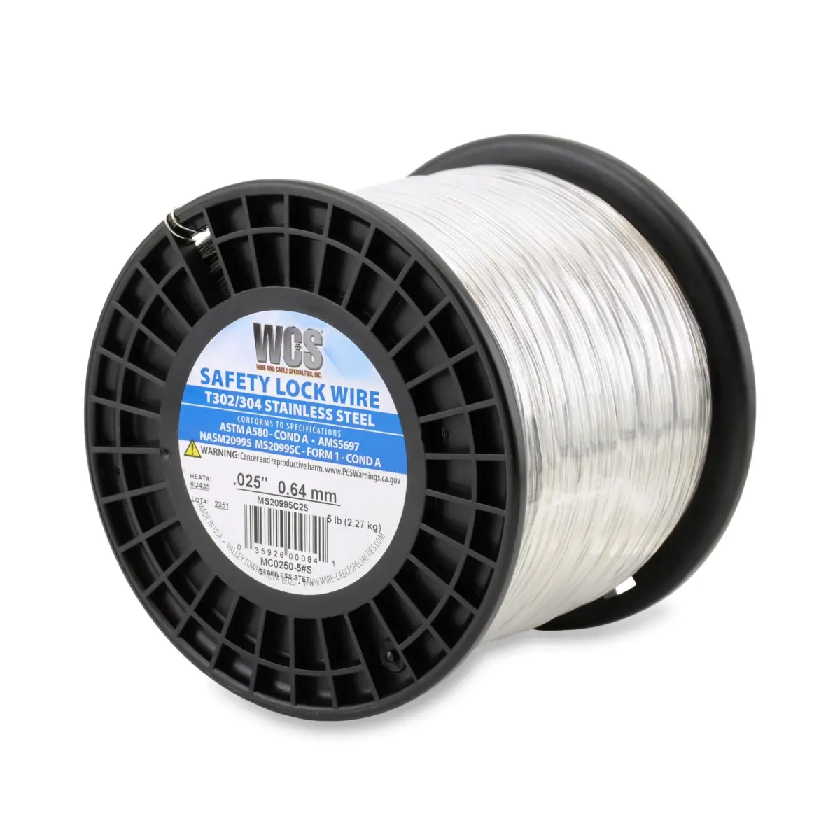 WCS .025 Inch Stainless Steel Safety Lock Wire, 5 lb Dispenser Can - main product image