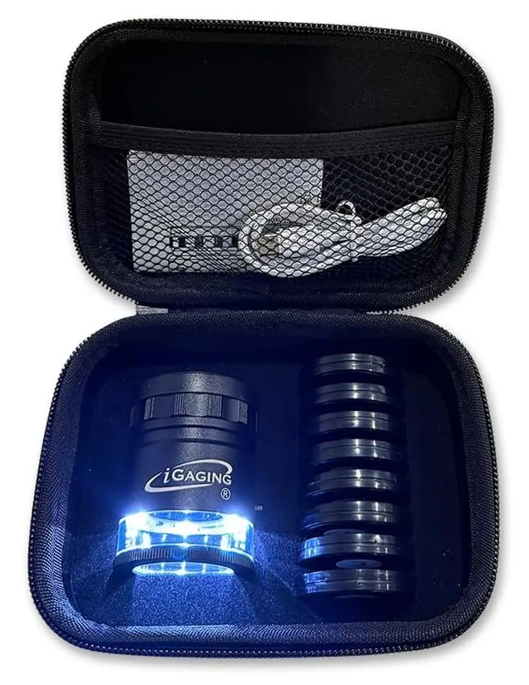 iGaging Stand Measuring Magnifier Comparator 10X Power with 9 Reticles & 7 LED Lights | Precision Glass Lens - main product image