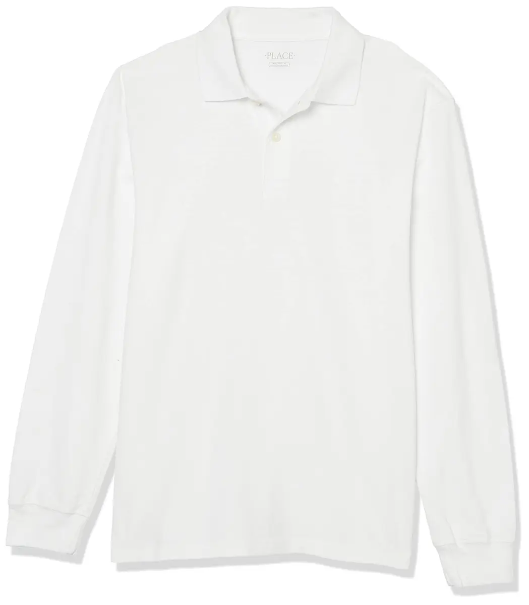 The Children's Place Baby Boys Long Sleeve Pique Polo, White, 9-12 Months | Classic Cotton Polo for Casual Comfort - main product image