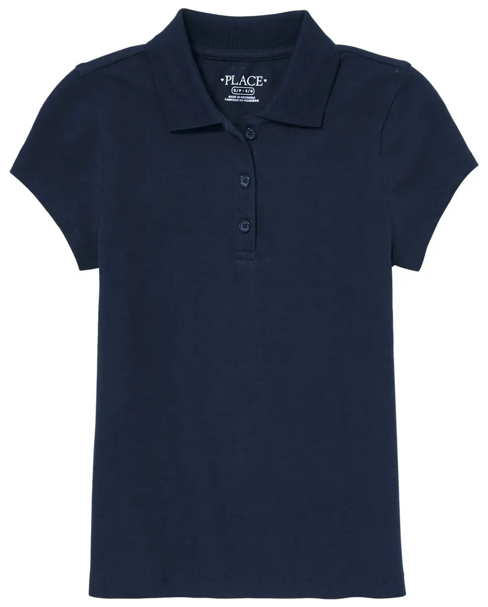 The Children's Place Girl's Short Sleeve Pique Polo Tidal Large | Classic Cotton Blend Comfort - main product image