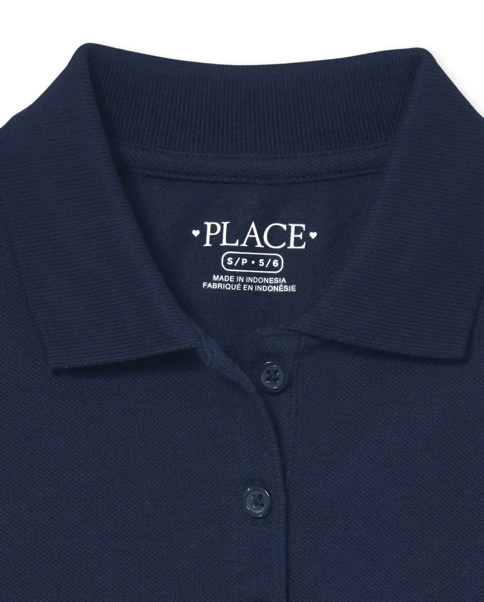 The Children's Place Girl's Short Sleeve Pique Polo Tidal Large | Classic Cotton Blend Comfort - view 2