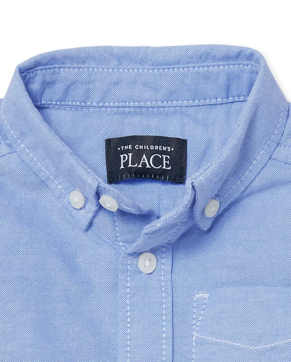 The Children's Place Short Sleeve Oxford Shirt 2T Light Blue | Casual Boys Shirt with Button-Down Collar - view 2