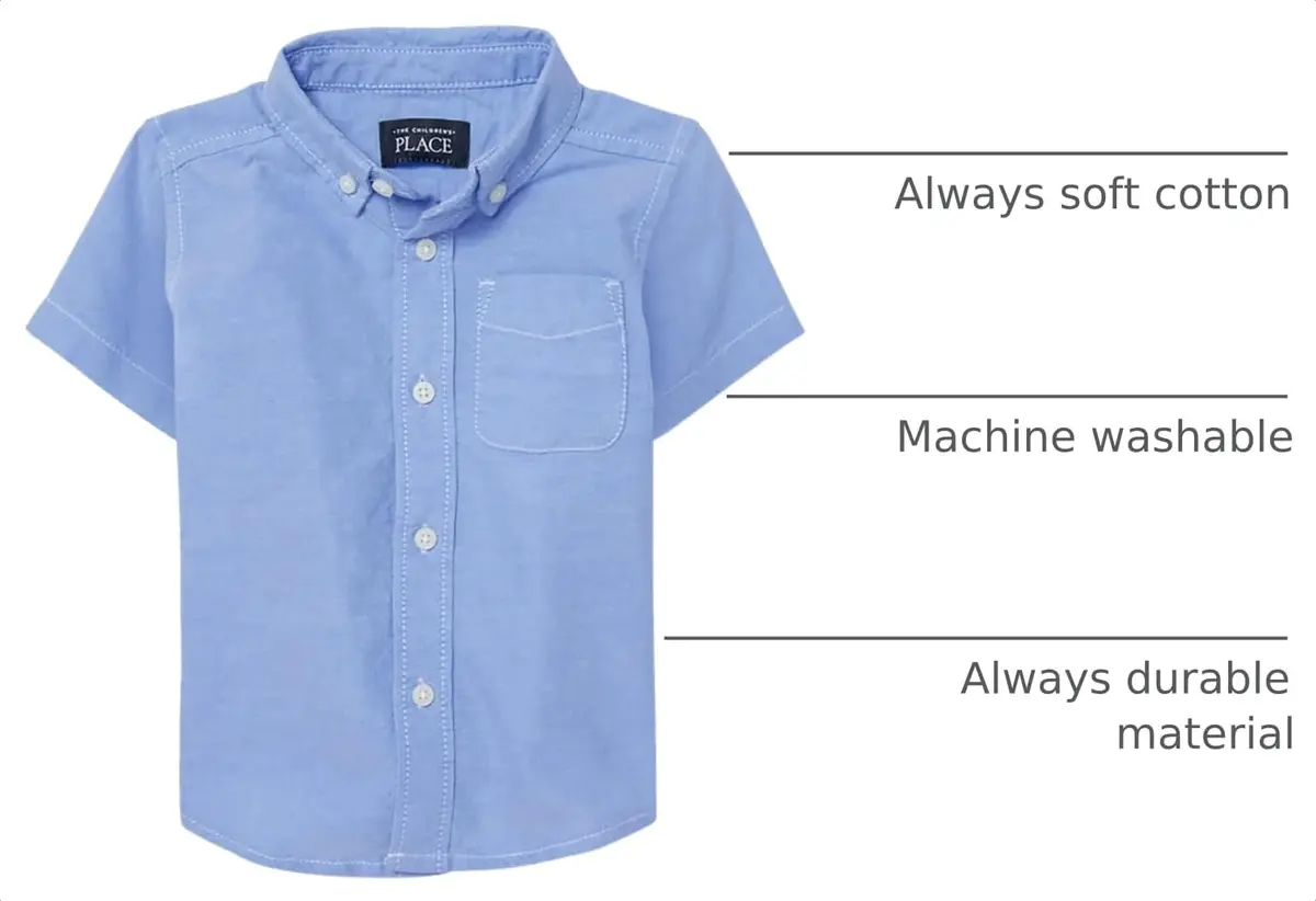 The Children's Place Baby Boys & Toddler Boys Short Sleeve Button-Down Shirt Light Blue Oxford 4T | Casual Style - view 4