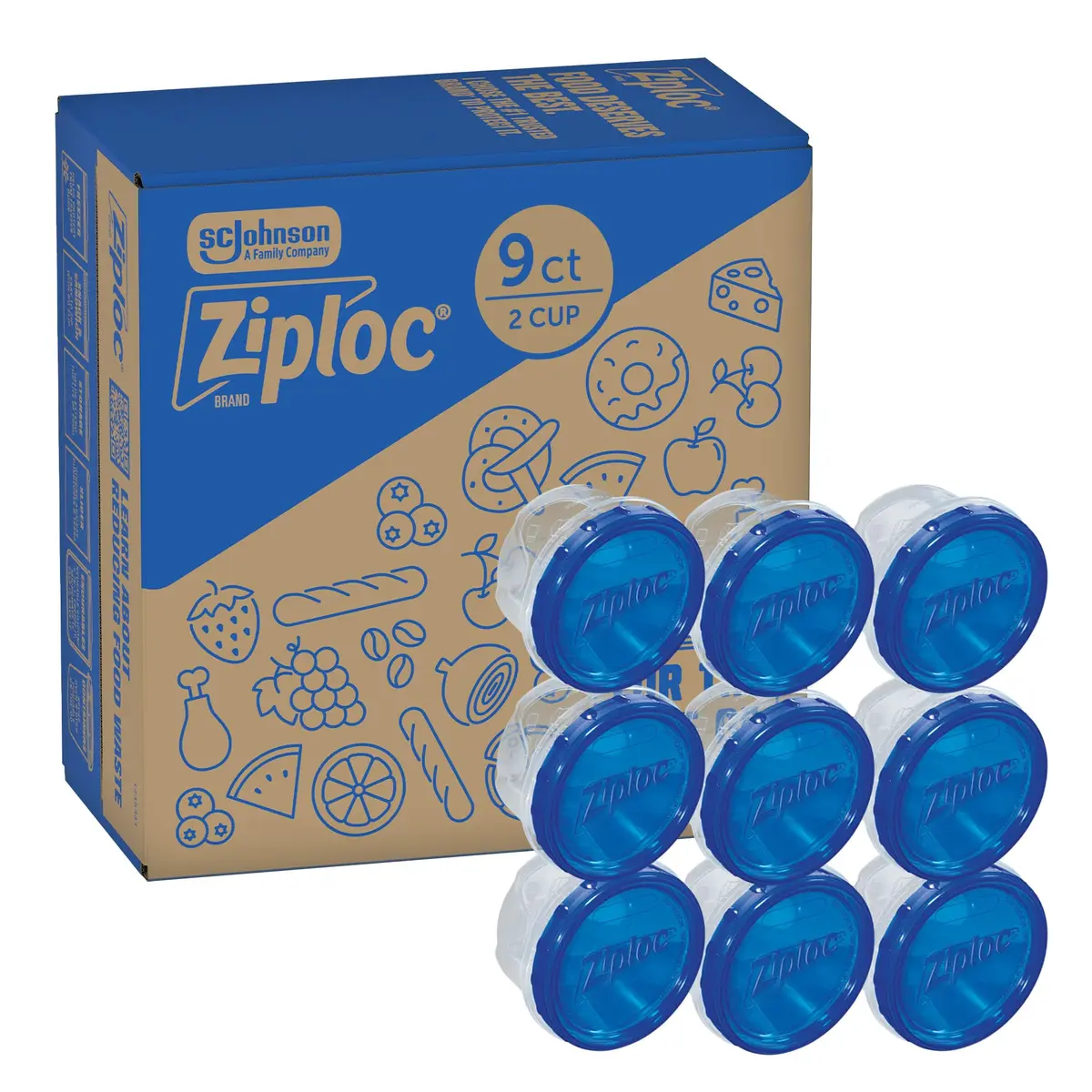 Ziploc Twist N Loc Leak-Proof Food Storage Containers, Small, 9 Count | BPA-Free, Stackable, Reusable - main product image