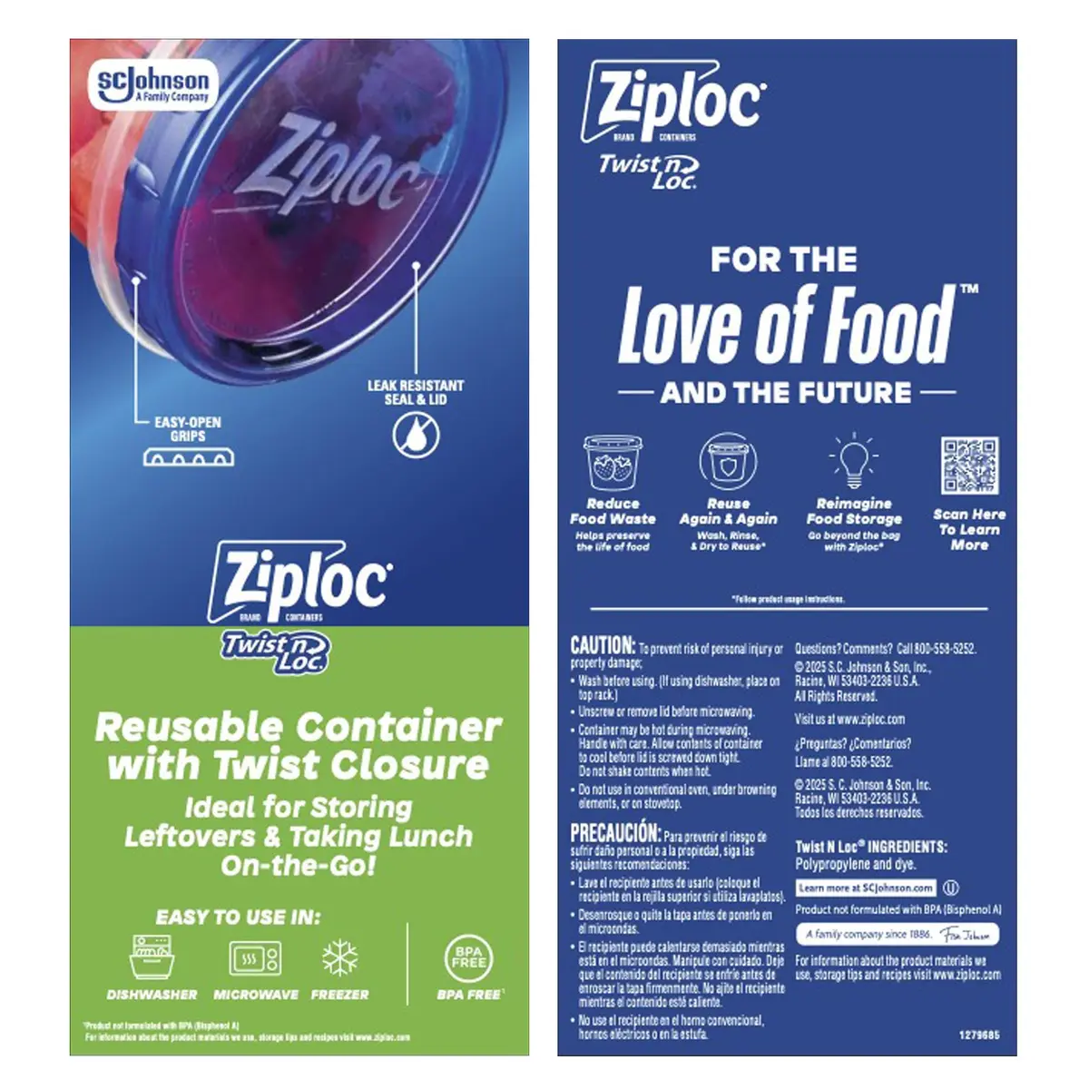 Ziploc Twist N Loc Leak-Proof Food Storage Containers, Small, 9 Count | BPA-Free, Stackable, Reusable - view 8